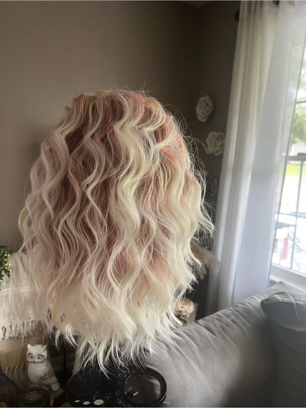 Wavy Ombre Lace Front Wig in Blonde and Rose Gold